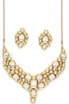 Buy_Ruby Raang_Gold Plated Kundan Cluster Necklace Set 