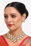 Buy_Ruby Raang_Gold Plated Kundan Clustered Necklace Set _at_Aza_Fashions