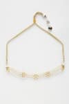 Ruby Raang_Gold Plated Pearl Embellished Choker _Online_at_Aza_Fashions