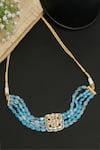 Shop_Ruby Raang_Blue Kundan Floral Carved Choker _at_Aza_Fashions