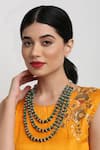 Buy_Ruby Raang_Green Stones Triple Layered Embellished Necklace _at_Aza_Fashions