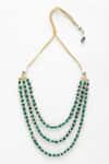 Ruby Raang_Green Stones Triple Layered Embellished Necklace _Online_at_Aza_Fashions