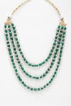 Buy_Ruby Raang_Green Stones Triple Layered Embellished Necklace _Online_at_Aza_Fashions