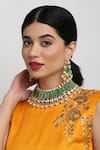 Buy_Ruby Raang_Green Kundan Geometric Stone Embellished Necklace Set_at_Aza_Fashions
