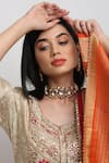 Buy_Ruby Raang_White Beads Kundan Studded Choker Set _at_Aza_Fashions