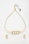 Ruby Raang_White Beads Kundan Studded Choker Set _Online_at_Aza_Fashions