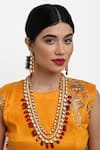 Buy_Ruby Raang_Maroon Kundan Long Layered Necklace Set_at_Aza_Fashions