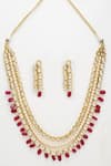 Buy_Ruby Raang_Maroon Kundan Long Layered Necklace Set_Online_at_Aza_Fashions