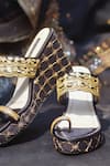 Shradha Hedau Footwear Couture_Black Zari Thread Rihanna Embroidered Wedges _Online_at_Aza_Fashions