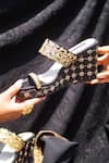 Shradha Hedau Footwear Couture_Black Zari Thread Rihanna Embroidered Wedges _at_Aza_Fashions