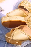 Shradha Hedau Footwear Couture Gold Cutdana Nadine Floral Embroidered Platform Wedges Online at Aza Fashions Shradha Hedau Footwear Couture_Gold Cutdana Nadine Floral Embroidered Platform Wedges _Online_at_Aza_Fashions