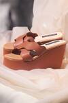 Shop_Shradha Hedau Footwear Couture_Brown Kaisey Scallop Strap Platform Wedges _at_Aza_Fashions