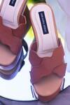 Buy_Shradha Hedau Footwear Couture_Brown Kaisey Scallop Strap Platform Wedges _Online_at_Aza_Fashions
