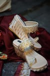 Buy_Shradha Hedau Footwear Couture_Beige Bead Nandini Tassel Embellished Wedges _at_Aza_Fashions