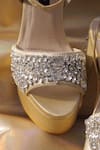 Shradha Hedau Footwear Couture_Gold Crystal Evelyn Stone And Embellished Block Heels_Online_at_Aza_Fashions