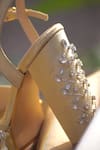 Buy_Shradha Hedau Footwear Couture_Gold Crystal Evelyn Stone And Embellished Block Heels_Online_at_Aza_Fashions