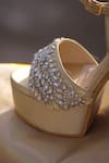 Shradha Hedau Footwear Couture_Gold Crystal Evelyn Stone And Embellished Block Heels_at_Aza_Fashions