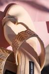Shradha Hedau Footwear Couture_Beige Cutdana Adira Embellished Kolhapuri Wedges _Online_at_Aza_Fashions