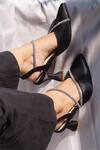 Shradha Hedau Footwear Couture_Black Diamond Liara Satin Embellished Pyramid Heels _Online_at_Aza_Fashions