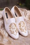 Buy_Shradha Hedau Footwear Couture_Beige Embroidery Zardozi Moccasins _at_Aza_Fashions