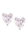 Buy_Prata_White Crystals Heart Solitaire Cubic Zirconia Studs _at_Aza_Fashions