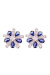 Buy_Prata_White Crystals Faye Flor Stone Studded Studs _at_Aza_Fashions