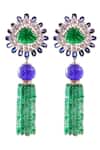 Buy_Prata_Blue Imported Cubic Zirconia Gul Floral Stone Tassel Earrings _at_Aza_Fashions