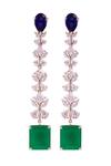 Buy_Prata_Blue Crystals, Stones Fiesta Fusion Floral Zirconia Earrings _at_Aza_Fashions