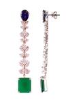 Shop_Prata_Blue Crystals, Stones Fiesta Fusion Floral Zirconia Earrings _at_Aza_Fashions