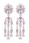 Buy_Prata_White Crystals Scintillio Luxe Cubic Zirconia Stone Earrings _at_Aza_Fashions