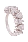 Buy_PRATA_White Imported Cubic Zirconia Heart Shape Half Eternity Ring_at_Aza_Fashions