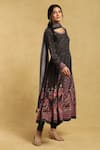 Buy_Ritu Kumar_Black Viscose Print Alexander Floral Round Neck Anarkali Churidar Set _Online_at_Aza_Fashions