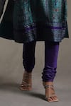 Ritu Kumar_Green Silk, Viscose, Satin Sanganeri Print Straight Kurta Churidar Set_Online_at_Aza_Fashions