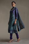 Buy_Ritu Kumar_Green Silk, Viscose, Satin Sanganeri Print Straight Kurta Churidar Set_Online_at_Aza_Fashions