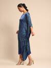 Buy_Ritu Kumar_Blue Silk Satin Print Mandana Boat Neck Kaftan _Online_at_Aza_Fashions