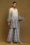 Ritu Kumar_Off White Silk, Viscose Round Joshika Paisley Bloom Print Kurta With Palazzo _Online_at_Aza_Fashions