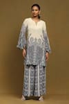 Ritu Kumar_Off White Silk, Viscose Round Joshika Paisley Bloom Print Kurta With Palazzo _at_Aza_Fashions
