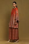 Buy_Ritu Kumar_Orange Silk, Viscose Embroidery Joshika Paisley Blossom Print Kurta With Palazzo _Online_at_Aza_Fashions