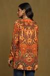 Shop_Ritu Kumar_Orange Rayon Crepe Printed Mandala Band Collar Kurta _at_Aza_Fashions