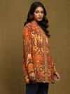 Shop_Ritu Kumar_Orange Rayon Crepe Printed Mandala Band Collar Kurta _Online_at_Aza_Fashions