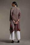 Shop_Ritu Kumar_Beige Rayon Crepe Printed Stripe Mandarin Collar Kurta _at_Aza_Fashions