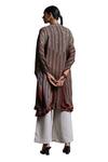 Shop_Ritu Kumar_Beige Rayon Crepe Printed Stripe Mandarin Collar Kurta _Online