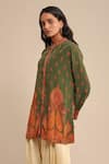 Buy_Ritu Kumar_Orange Rayon Crepe Printed Paisley Band Collar Short Kurta _Online_at_Aza_Fashions