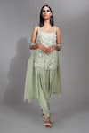 Buy_Shruti S_Green Kurta  Silk Embellished Bead Square Pearl Strappy Salwar Set _at_Aza_Fashions