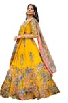 aindhri by mahitha_Yellow Chennur Silk Hand Painted Kalamkari Vrindavan Geometric Lehenga Set _Online_at_Aza_Fashions