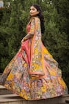 Shop_aindhri by mahitha_Pink Chennur Silk Hand Painted Kalamkari Vrindavan Geometric Lehenga Set _at_Aza_Fashions