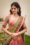 Shop_aindhri by mahitha_Pink Chennur Silk Hand Painted Kalamkari Elephant Sweetheart Lehenga Set _Online_at_Aza_Fashions