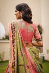 Shop_aindhri by mahitha_Pink Chennur Silk Hand Painted Kalamkari Elephant Sweetheart Lehenga Set _at_Aza_Fashions