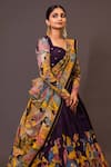 Buy_aindhri by mahitha_Purple Chennur Silk Hand Painted Kalamkari Ajantha Sweetheart Lehenga Set _Online_at_Aza_Fashions