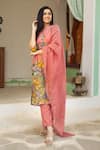 Shop_aindhri by mahitha_Pink Kurta Chennur Silk Hand Painted Krishna Notched Kalamkari Pant Set _at_Aza_Fashions